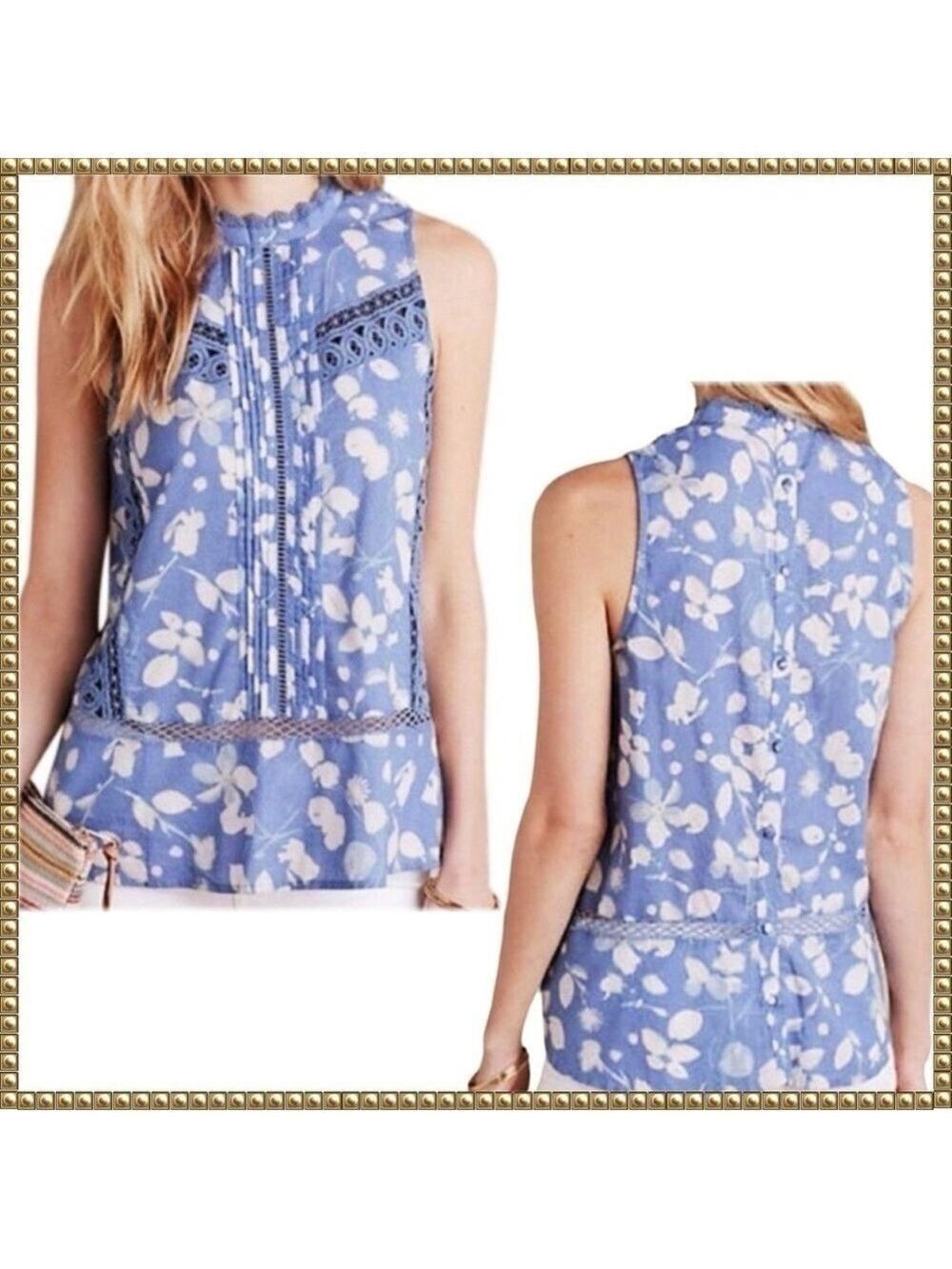 Anthropologie Floral Lace Swing Top Size 6